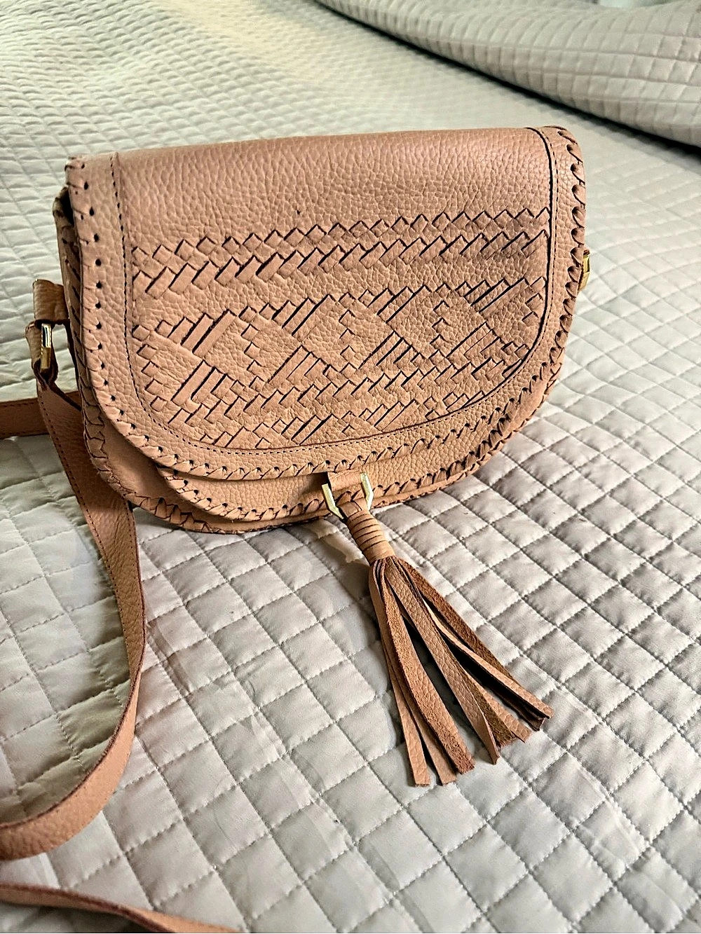 Cleobella blush Leather Crossbody Bag boho-chic